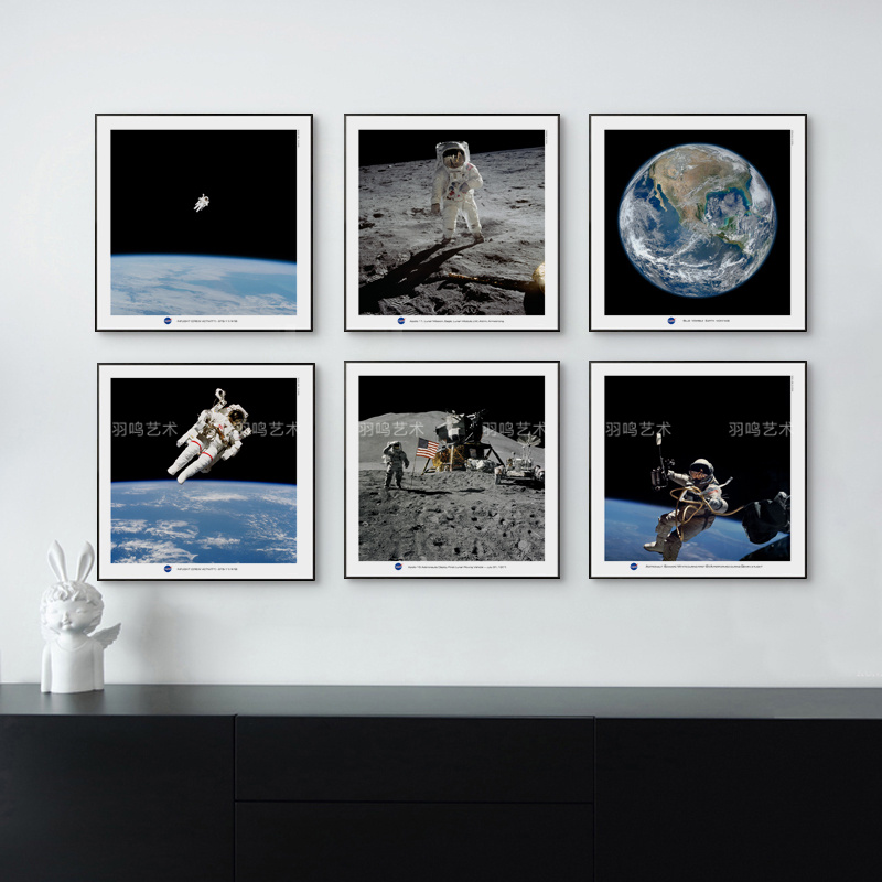 航天太空装饰画心集合 美国NASA宇航员太空漫步原版地球摄影海报