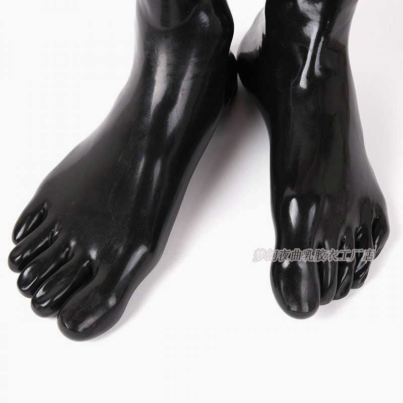乳胶五指袜   五趾中筒袜子 胶衣 乳胶一次成型短袜 黑色 透明
