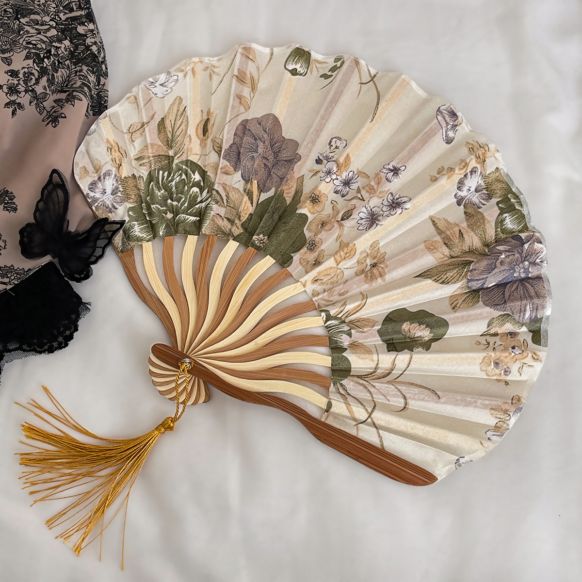 中国风水墨折扇新中式古典复古旗袍道具夏季随身便携古风折叠扇子