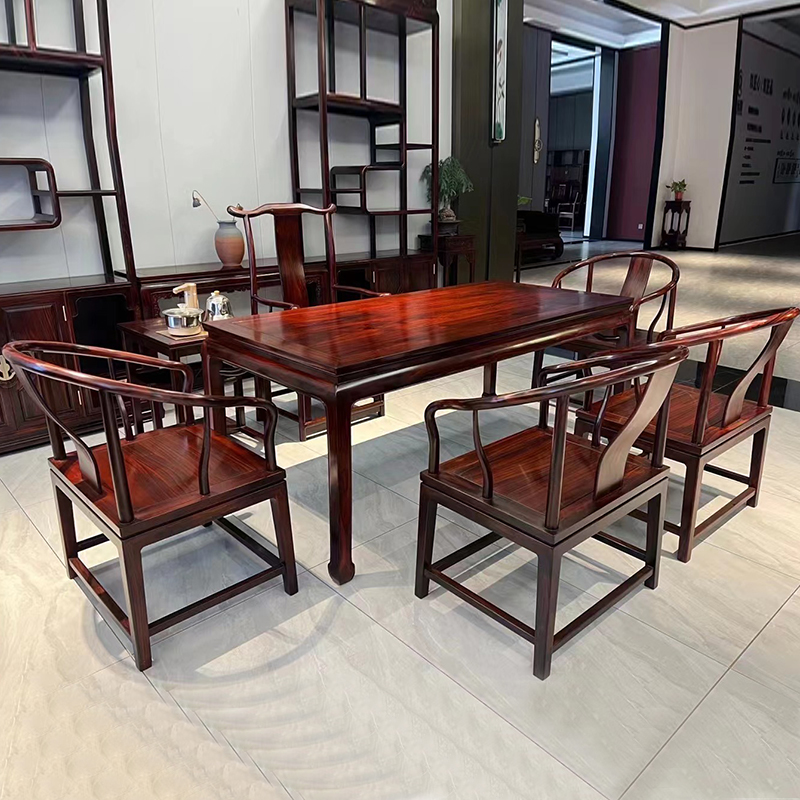 红木茶桌印尼黑酸枝干泡茶台阔叶黄檀长方形茶水桌中式实木红木桌