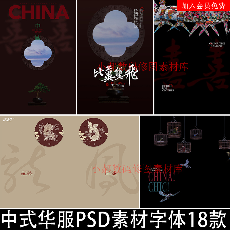 薇拉美人记中国风古装秀禾汉服中式华服psd素材字体设计创意模板0