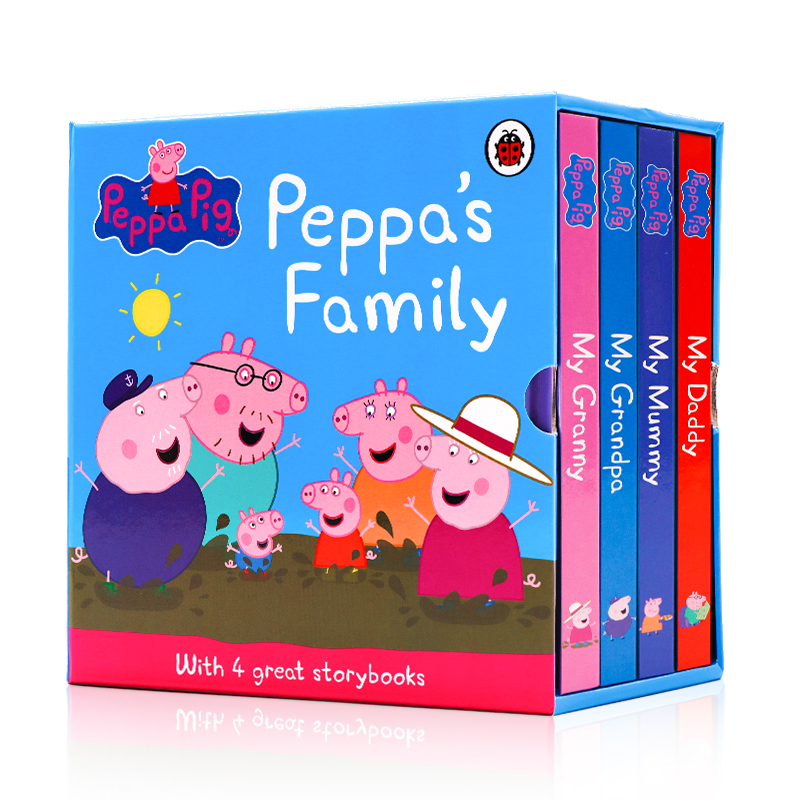 【自营】进口英文原版Peppa Pigs' Family 小猪佩奇的一家4册纸板书 My Daddy Mummy Grandpa Granny 粉红猪小妹低幼英语绘本盒装