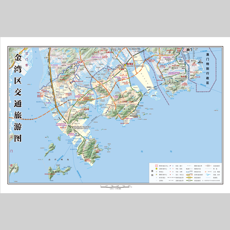 珠海市金湾区地图（交通旅游图）电子版设计素材文件