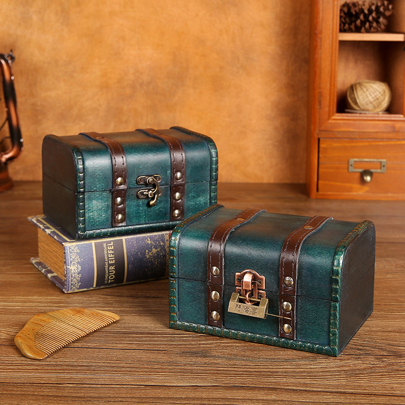 欧式复古收纳木盒包装首饰盒子 手工制作木质个性收藏礼品盒道具