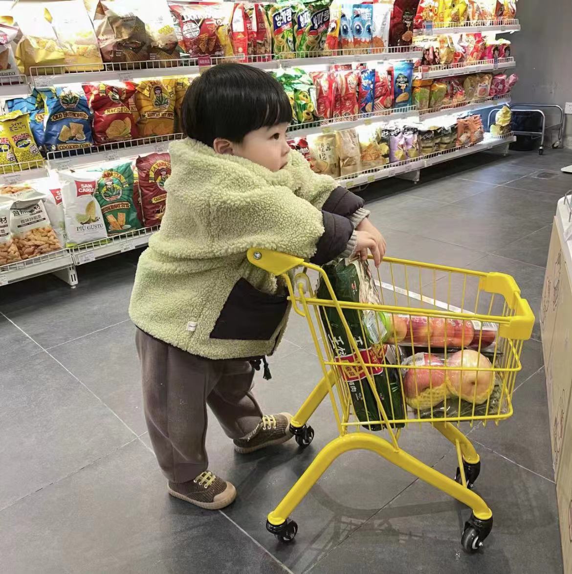 儿童手推车商场大小号超市购物车金属旗杆迷你推车玩具车网红拍照