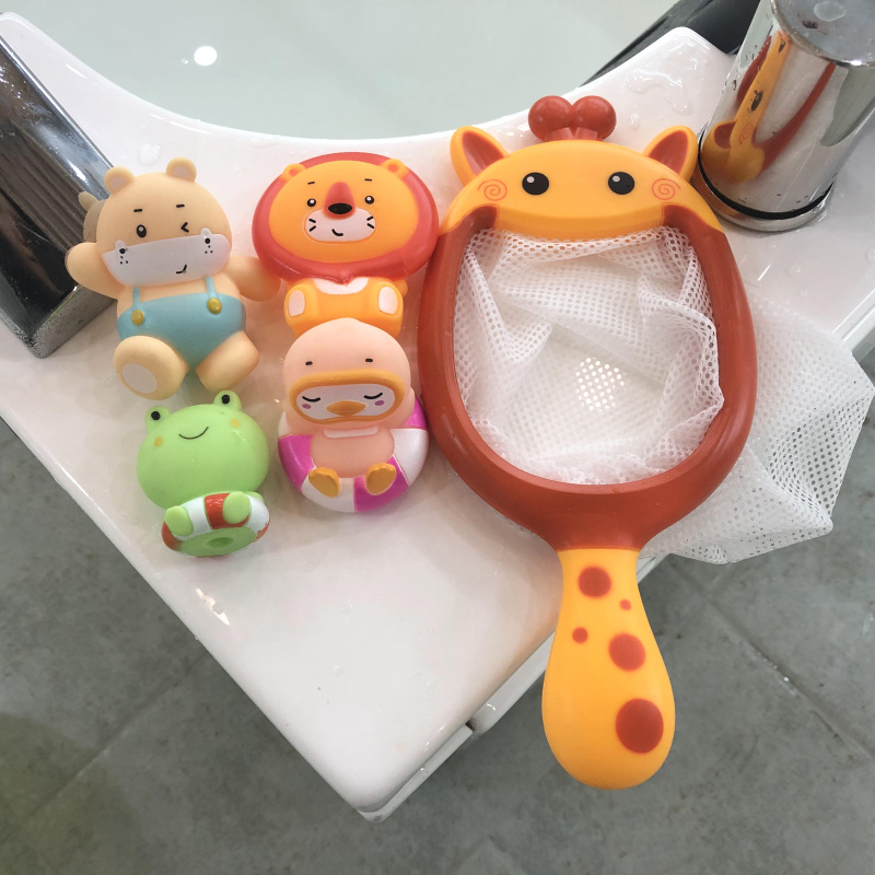 儿童宝宝浴室洗澡戏水玩具长劲鹿网捞玩具沙滩动物玩具