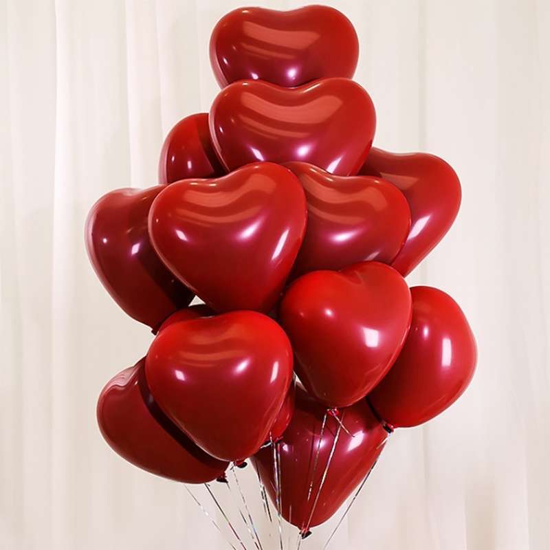 10寸双层爱心石榴红气球心形气球结婚用品大全套装婚礼装饰
