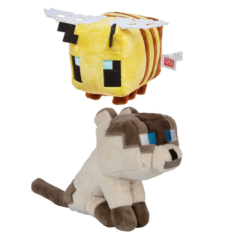 我的世界游戏周边JINX Minecraft 猫 小蜜蜂毛绒玩具公仔5.5英寸