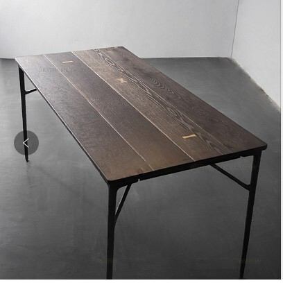 定制 北欧简约橡木铸铁复古实木餐桌英国Square roots表情家具