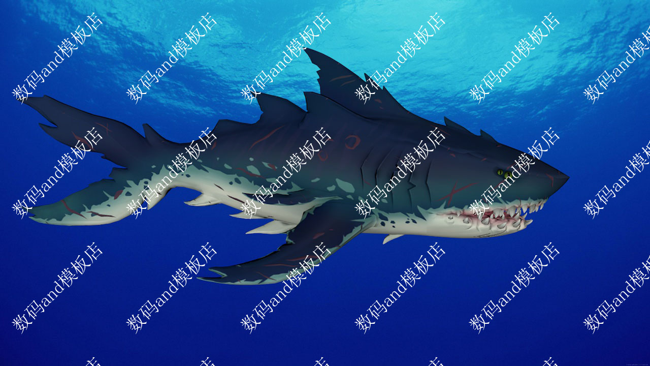 巨齿鲨模型动画鲨鱼3d模型objfbx maya鲨鱼游动3dsmax鲨鱼c4d鲨鱼