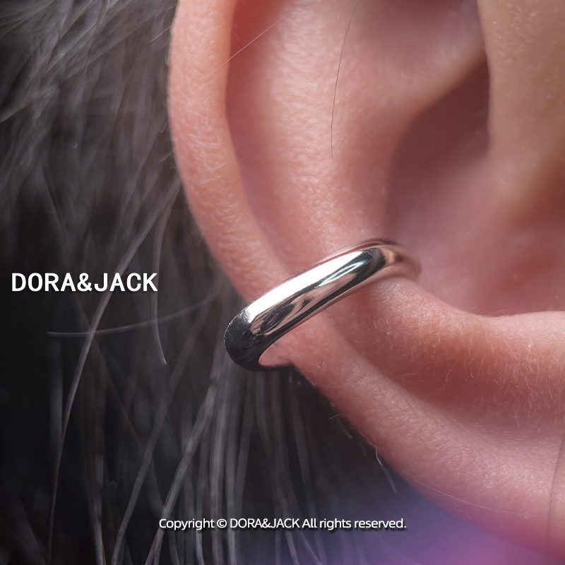 DORA&JACK简约925纯银耳骨夹无耳洞酷帅短发冷淡男女生独特耳饰扣