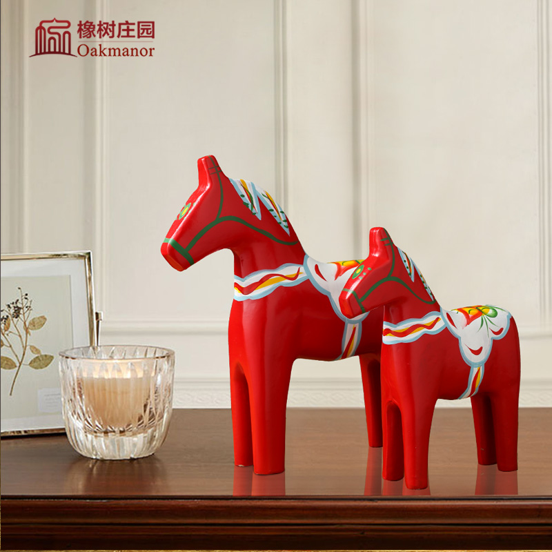 瑞典达拉红马木马摆件桌面家居客厅酒柜装饰品红色马饰品工艺品