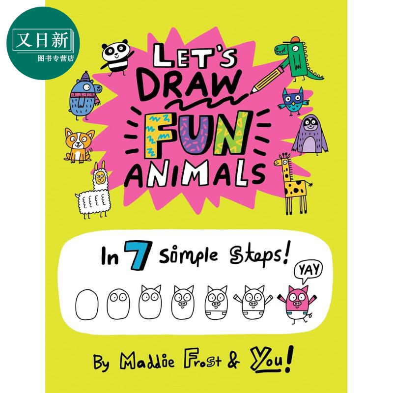 Lets Draw Fun Animals 可爱动物画 英文原版进口图书 儿童手绘漫画图画书 艺术启蒙 钢铅笔绘画活动书 又日新