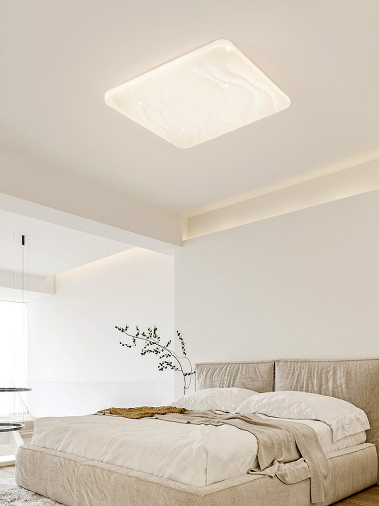 梵可现代简约星空吸顶灯奶油风日式原木风格正方形卧室灯具