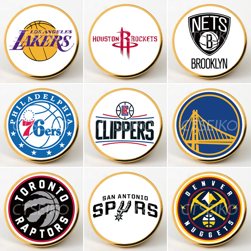 篮球队logo胸针 詹姆斯 科比 库里 欧文 罗斯 球迷收藏纪念品徽章