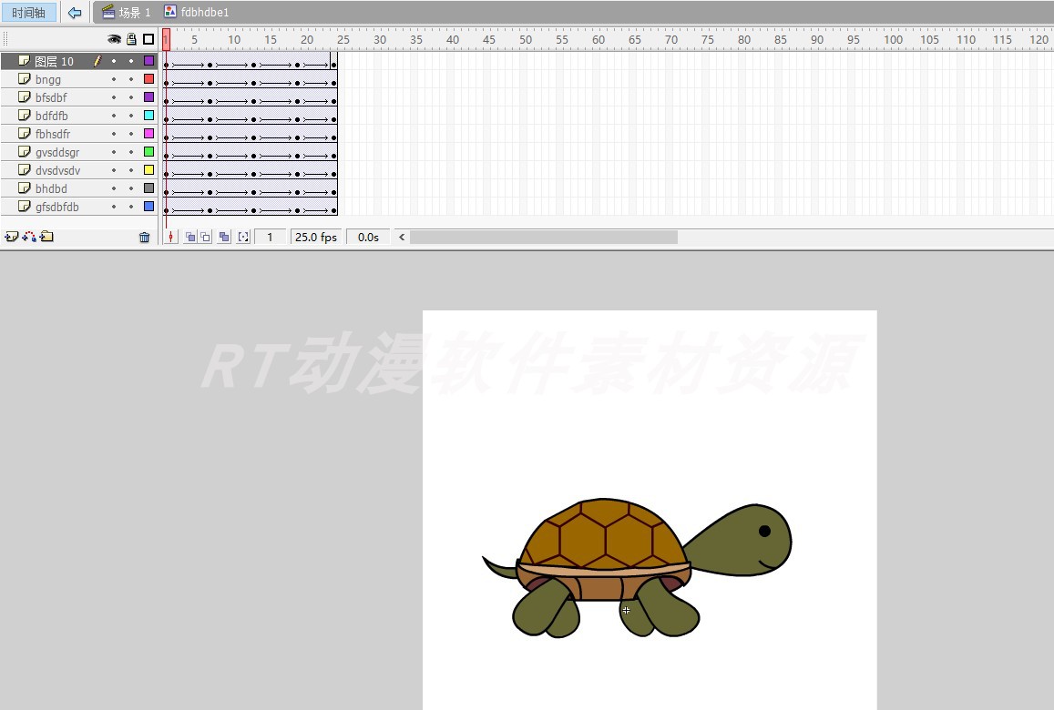 动物运动012卡通Q版乌龟爬行的动画矢量fla源文件AN及flash用