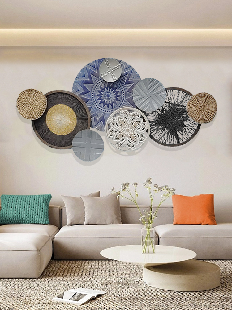 摩洛哥民宿沙发背景墙饰客厅墙面铁艺装饰品壁挂金属圆形壁饰挂件