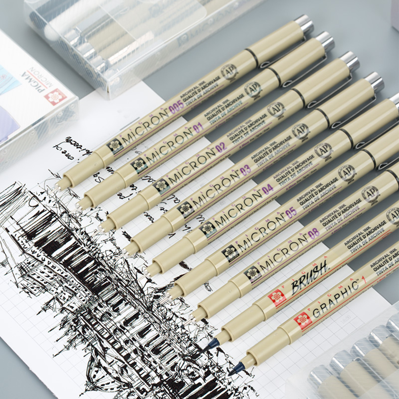 日本Sakura进口樱花针管笔防水手绘勾线笔学生用美术漫画绘图笔专用描线黑色动漫简笔画笔