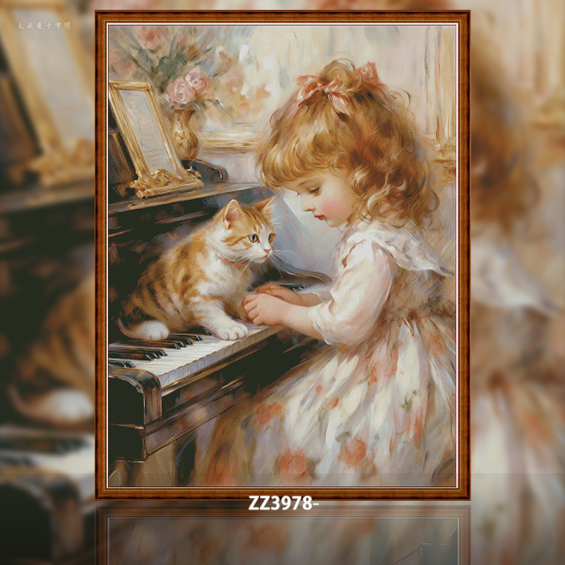 【ZZ3978-陪伴】十字绣2024新款欧式油画自己绣小幅人物可爱女孩