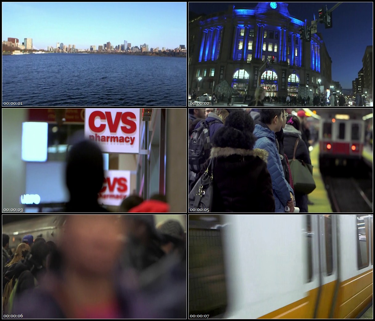 大洋彼岸波士顿夜景灯景市民坐地铁行驶中国地铁高清实拍视频素材