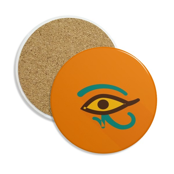 古埃及眼睛抽象艺术图案圆形杯垫水杯隔热垫2片装礼品礼物