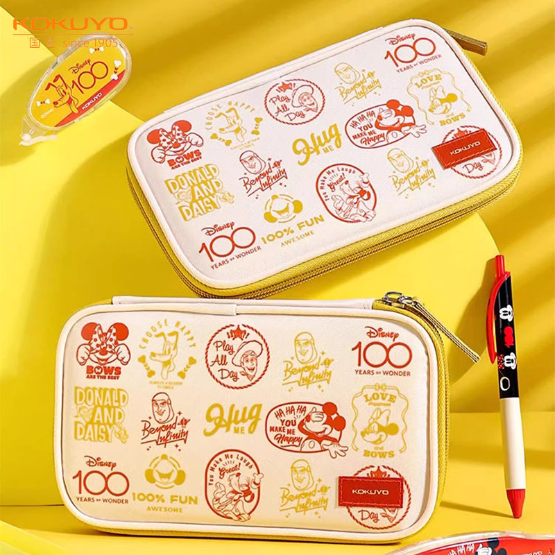 喜笑欢颜系列 新品Kokuyo国誉笔袋迪士尼限定烧饼包PAN!CASE收纳包大容量笔盒女日系铅笔盒创意多功能文具袋