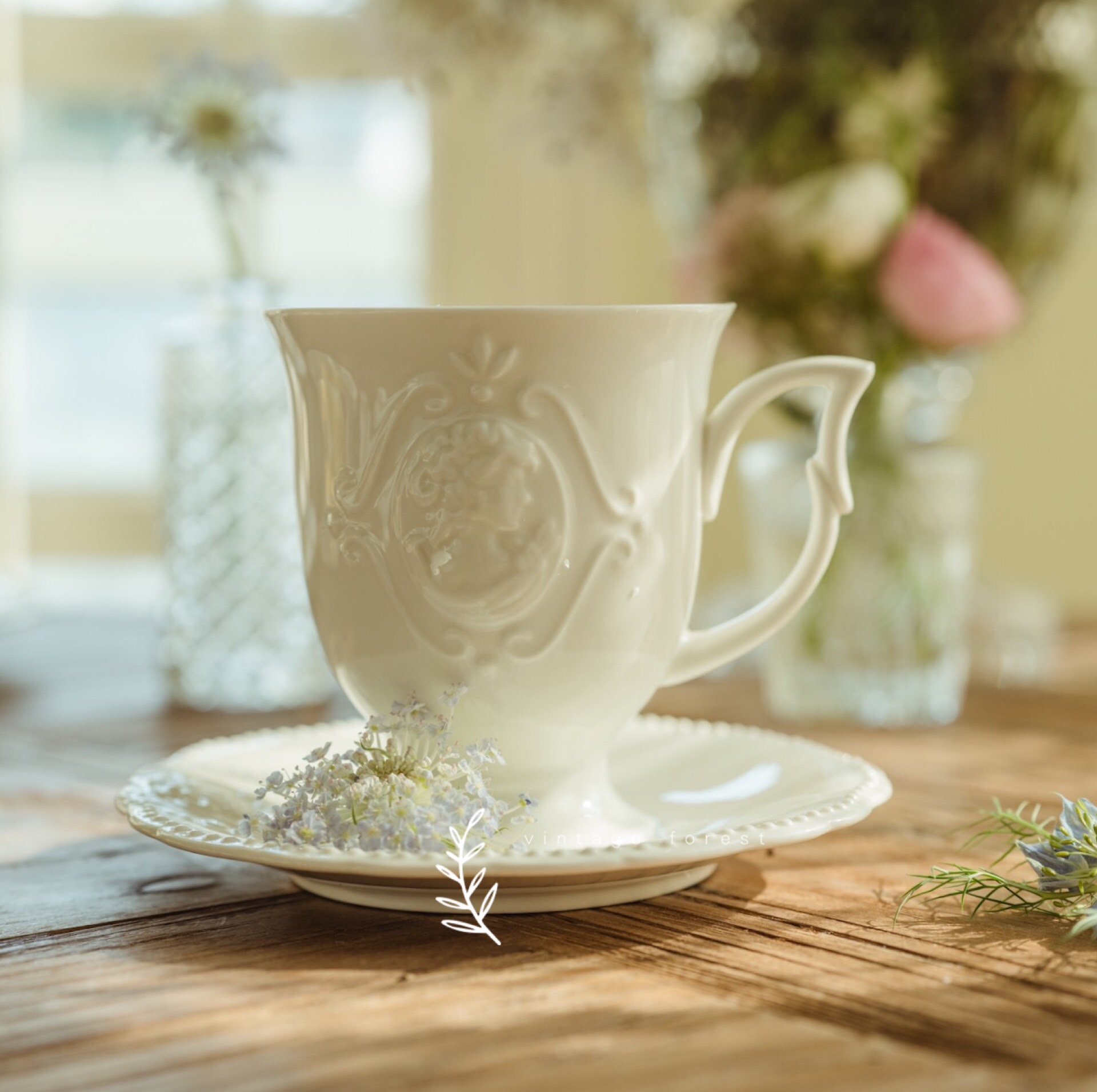 唯美复古浮雕文艺北欧英式法式下午茶陶瓷咖啡杯碟办公室家用水杯