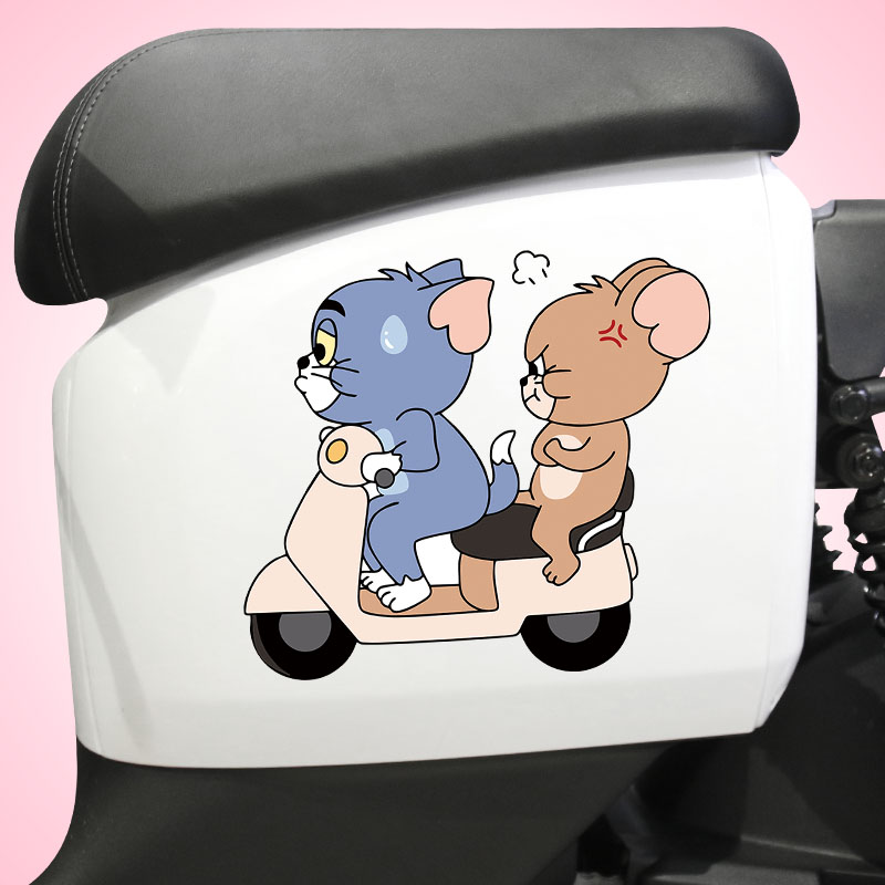 猫和老鼠电动车贴纸装饰可爱创意个性汽车划痕遮挡贴画摩托车防水