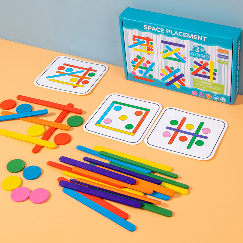 幼儿园区角儿童棒冰棍彩虹棒思维拼图游戏早教颜色认知配对玩具