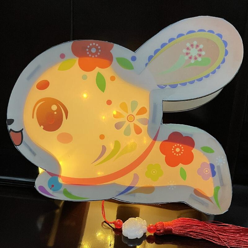 中秋儿童卡通灯笼diy制作材料包 幼儿手工自制老虎兔子花灯可发光