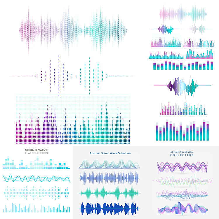 音频曲线 音乐声音音响频率声波范围振幅图 AI格式矢量设计素材