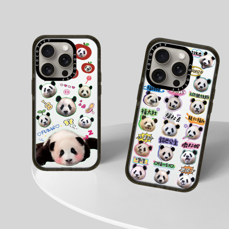 CASETi联名款 满屏熊猫头像苹果创意国潮适用于苹果15pro max手机壳iPhone14pro 透明保护套全包防摔卡通13