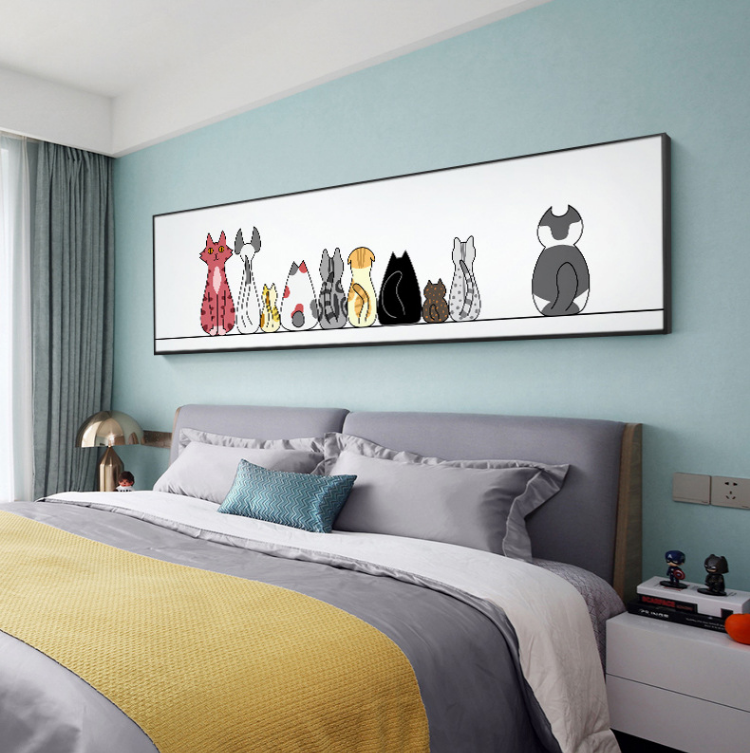 2988客厅装饰画现代简约沙发背景画儿童卧室床头横幅卡通动物挂画