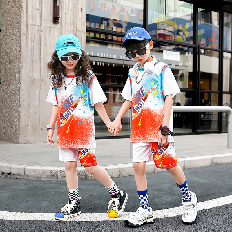 中大儿童篮球服男女套装幼儿六一表演出服假两件新款定制训练球衣