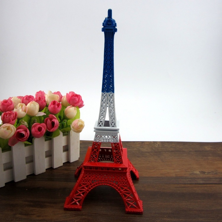 红白蓝彩巴黎埃菲尔铁塔模型摆件 拍照道具装饰工艺纪念品