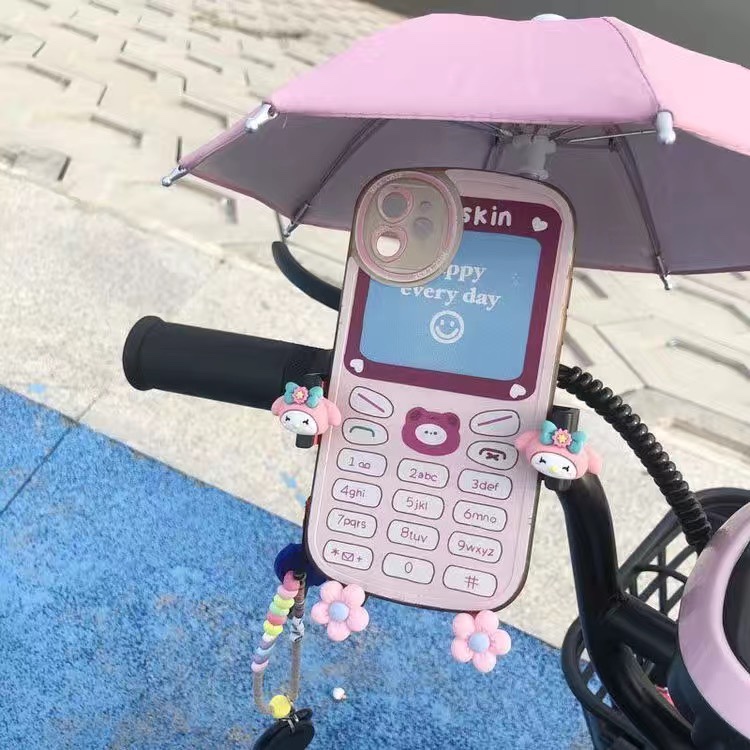 电动车电瓶车摩托车自行车手机导航支架可爱卡通配件装饰品小雨伞