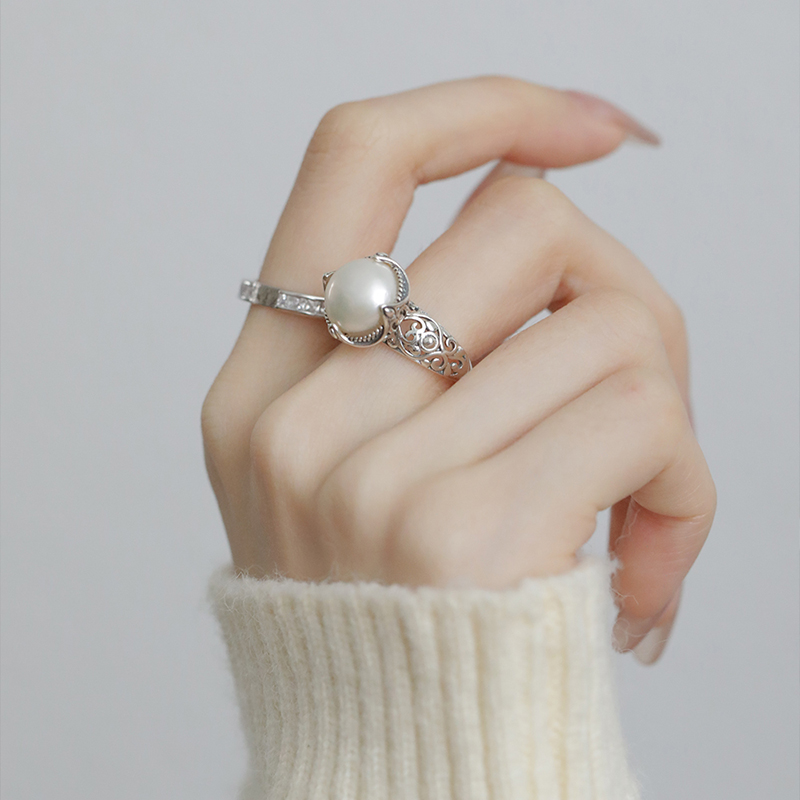 纯银戒指珍珠