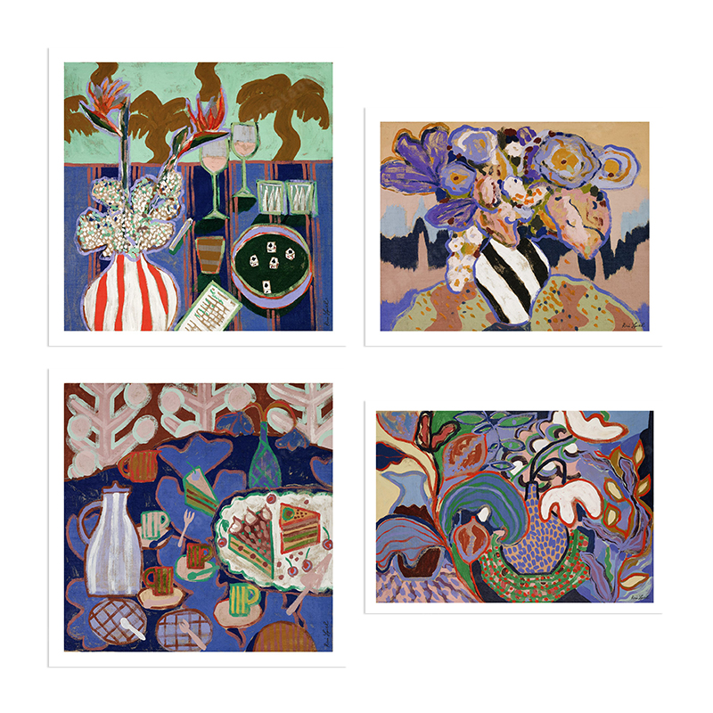 法式原木风餐厅装饰画相框替换画布内芯抽象蓝色美食艺术海报横版