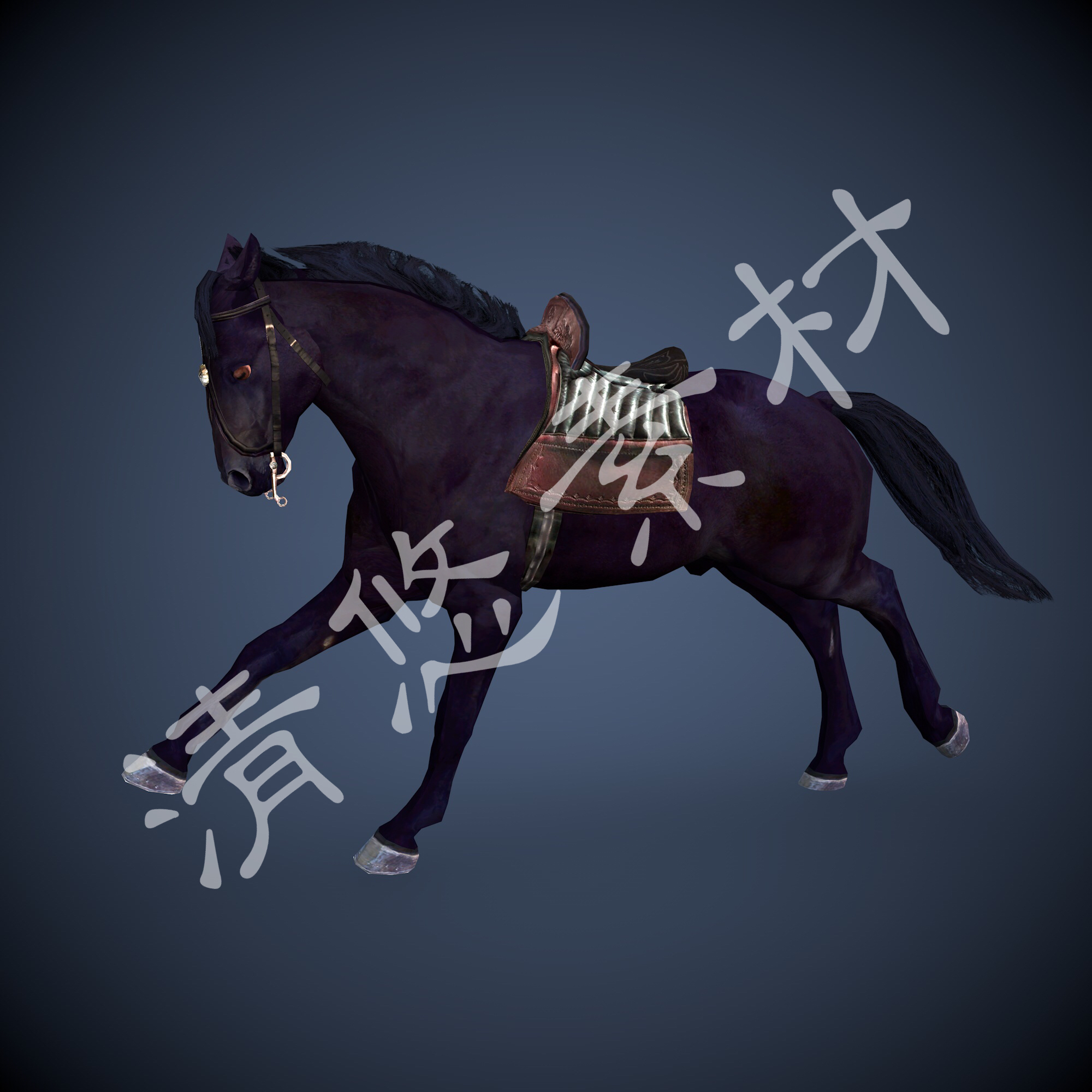 3dmax c4d紫色马游戏战马千里驹马匹骨骼绑定fbx格式带动画509