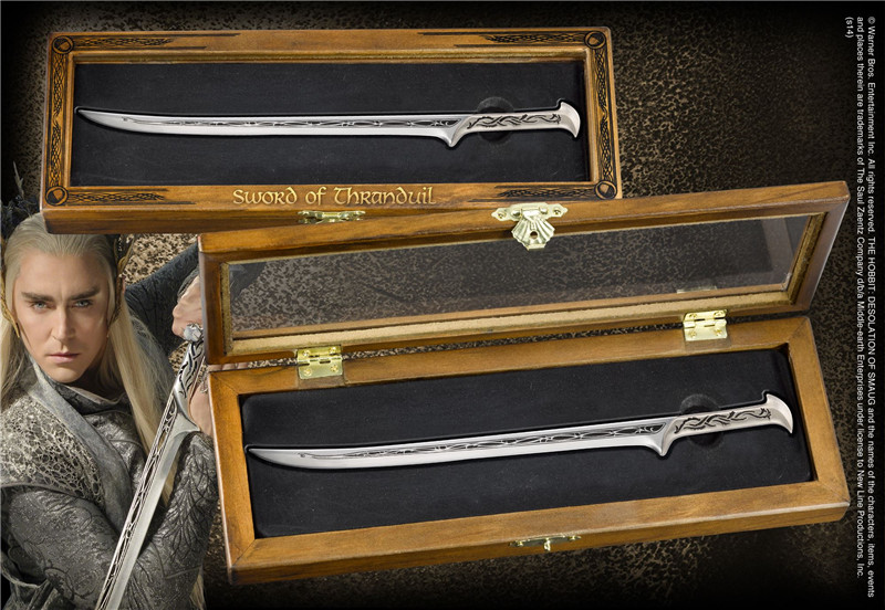 霍比特人指环王魔戒周边正版代购瑟兰迪尔之剑拆信刀木盒装未开刃