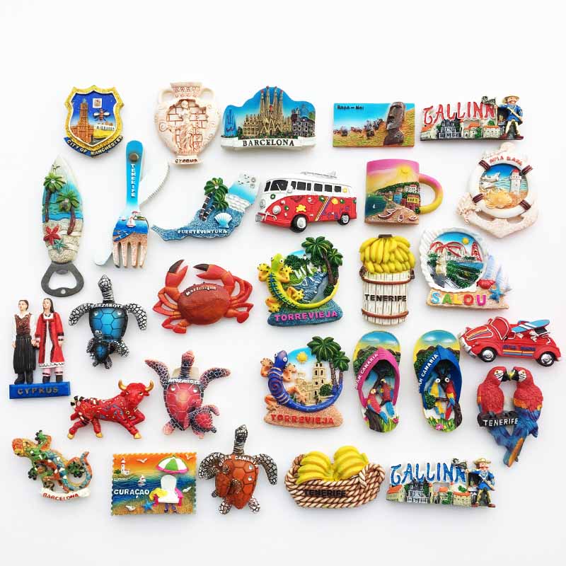 西班牙塞浦路斯爱沙尼亚英国旅游纪念品磁性冰箱贴装饰工艺品样品
