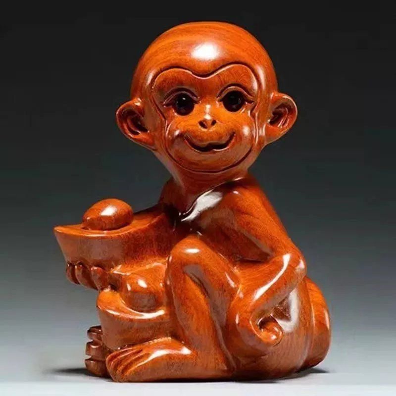 花梨木猴子雕刻摆件十二生肖猴木头猴属猴家居办公装饰工艺品送礼