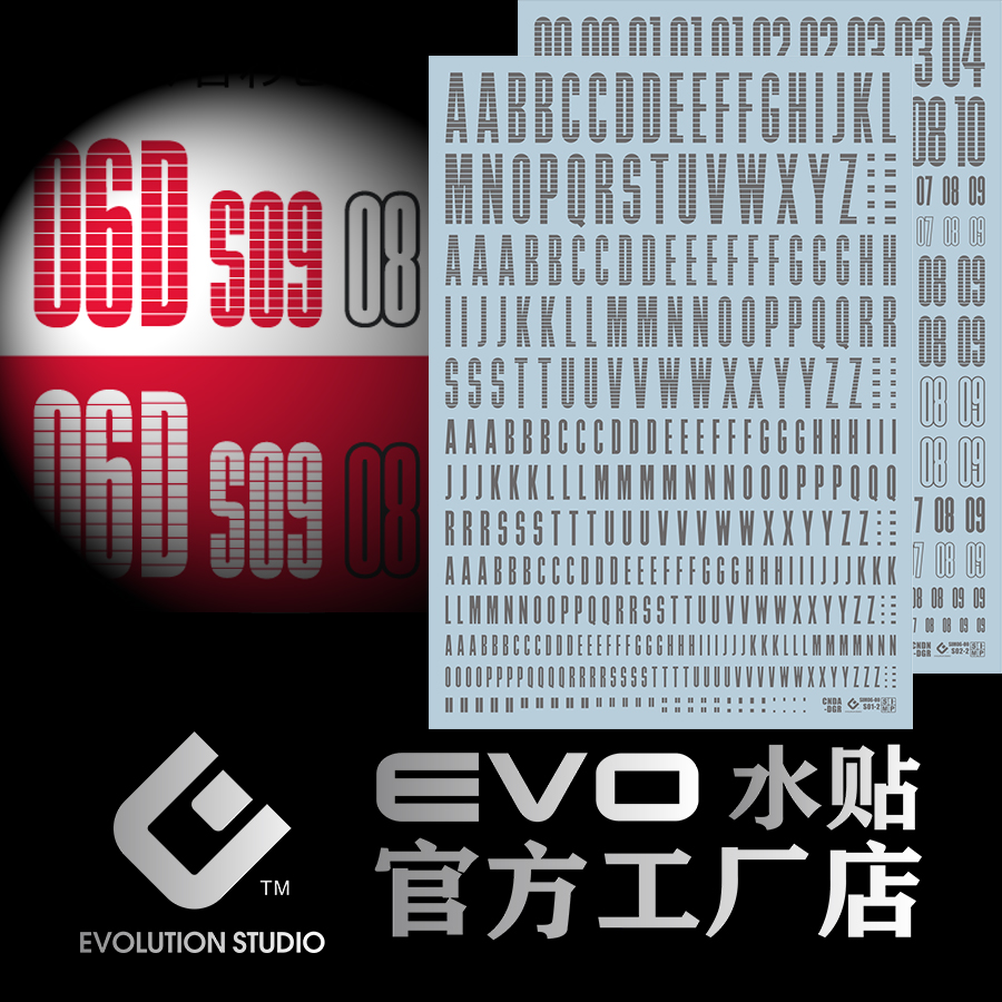 包邮 EVO CND 数字 字母 水贴 高达模型军事 通用 标志图标 水贴