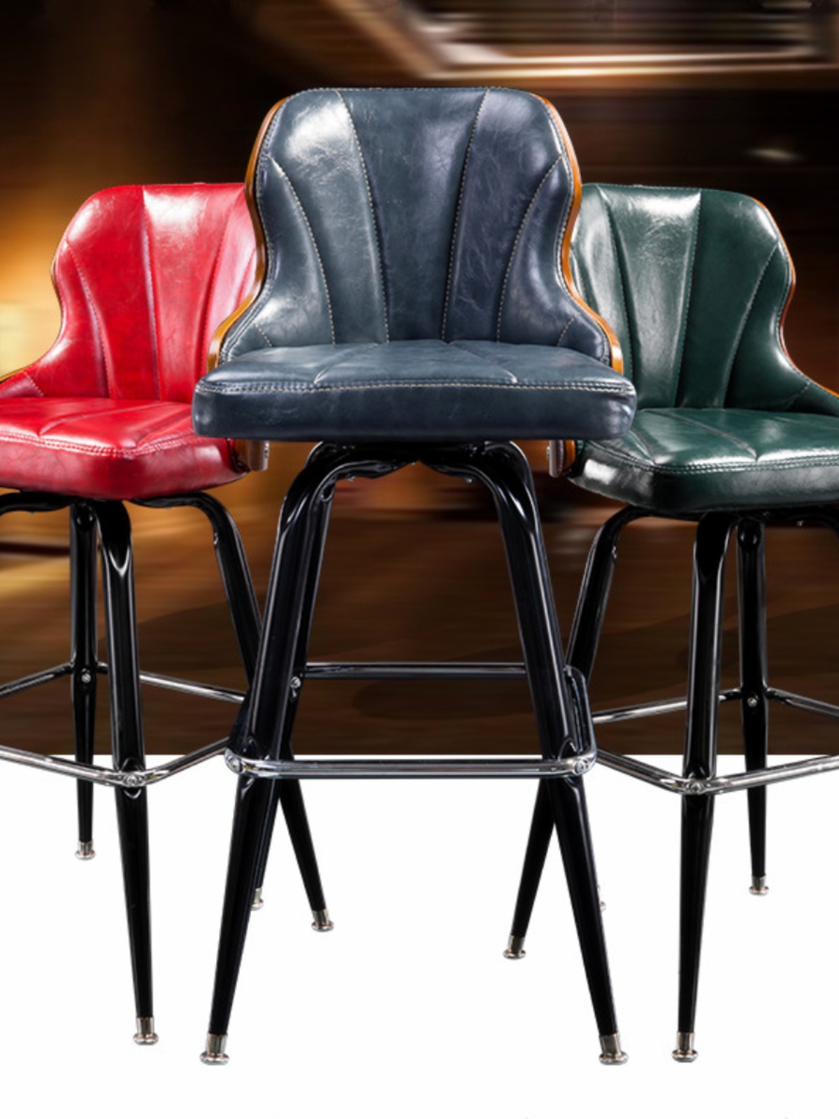 简约欧式酒吧椅子铁艺吧台椅创意时尚实木高脚椅旋转休闲椅咖啡厅