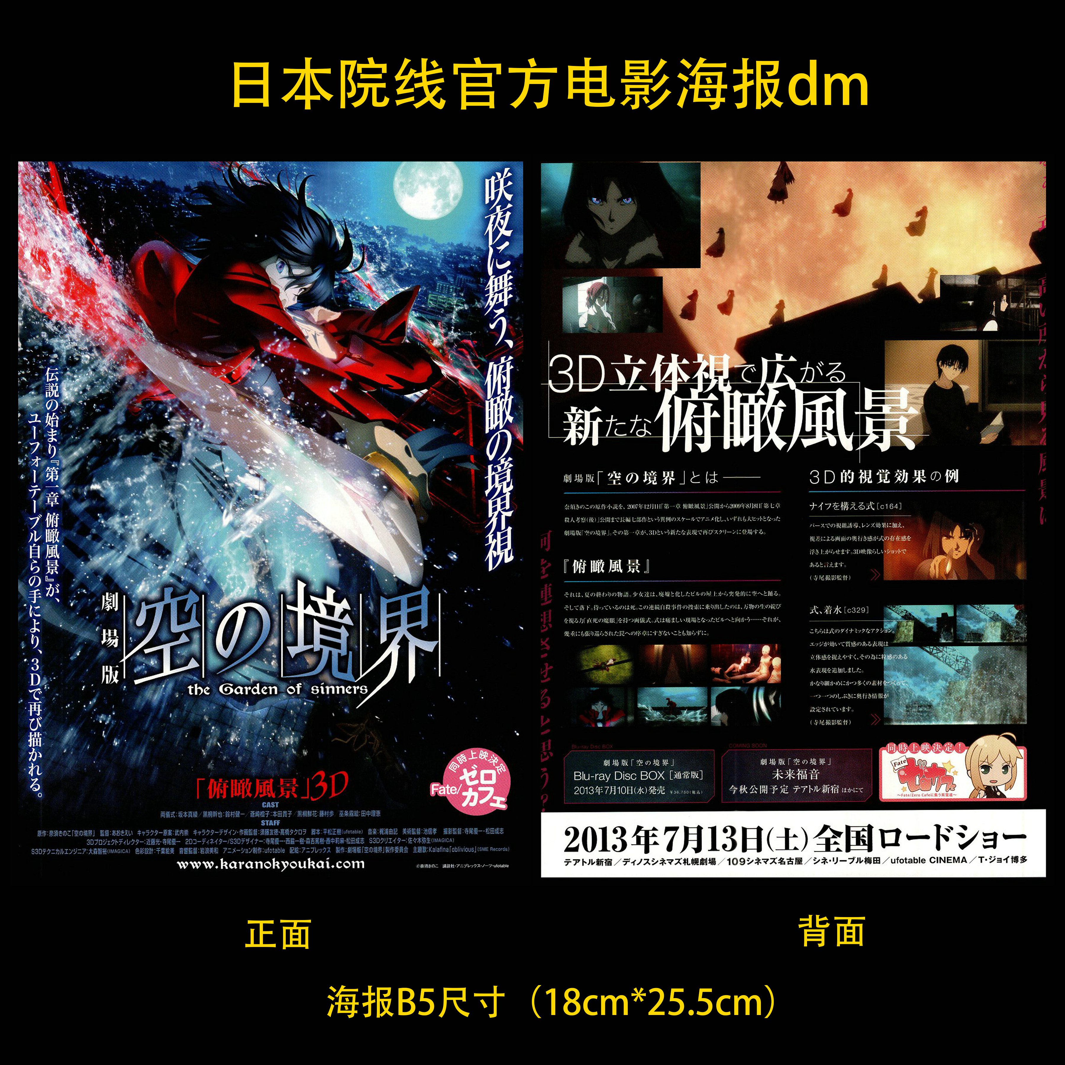 空之境界 俯瞰风景3D 日本院线宣传官方原版海报dm 2013年