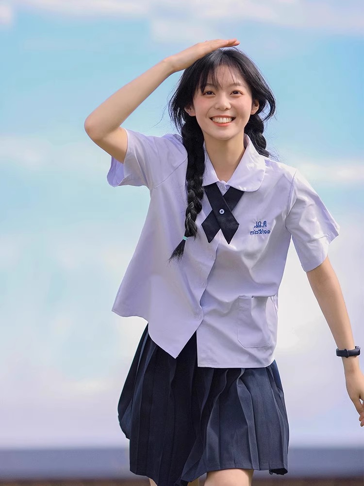 jk制服泰国衬衫女泰式校服园学院风高中学生毕业服运动会班服套装