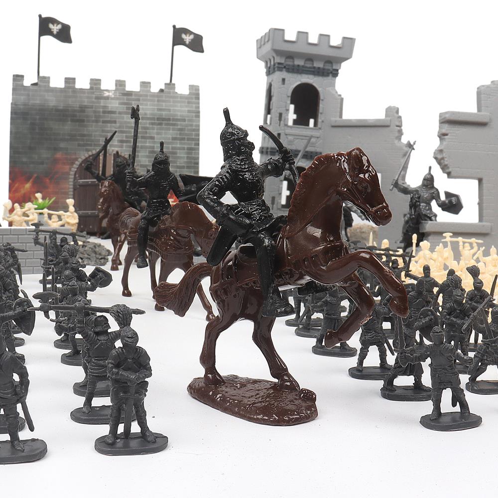 火柴人战争遗产玩具古代兵人城堡套装打仗军事模型骑士儿童沙盘男
