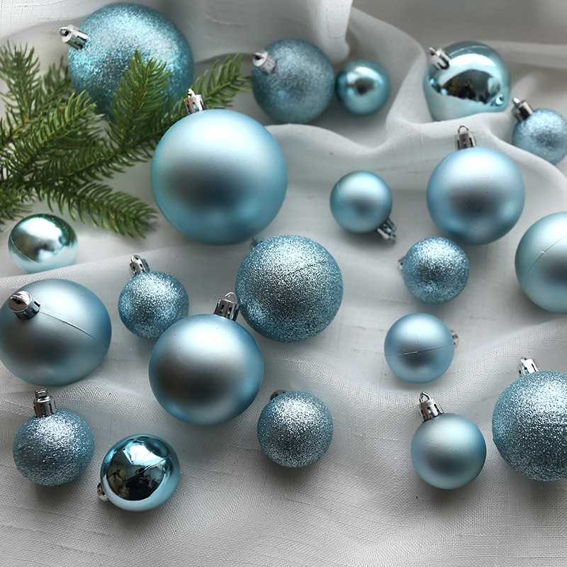 浅蓝色圣诞球Tiffany圣诞球30-20mm圣诞树挂件蒂芙尼陈列装饰球