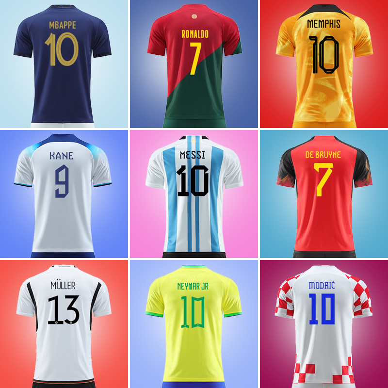 22-23国家队短袖足球服三星阿根廷梅西葡萄牙C罗训练服童装球衣