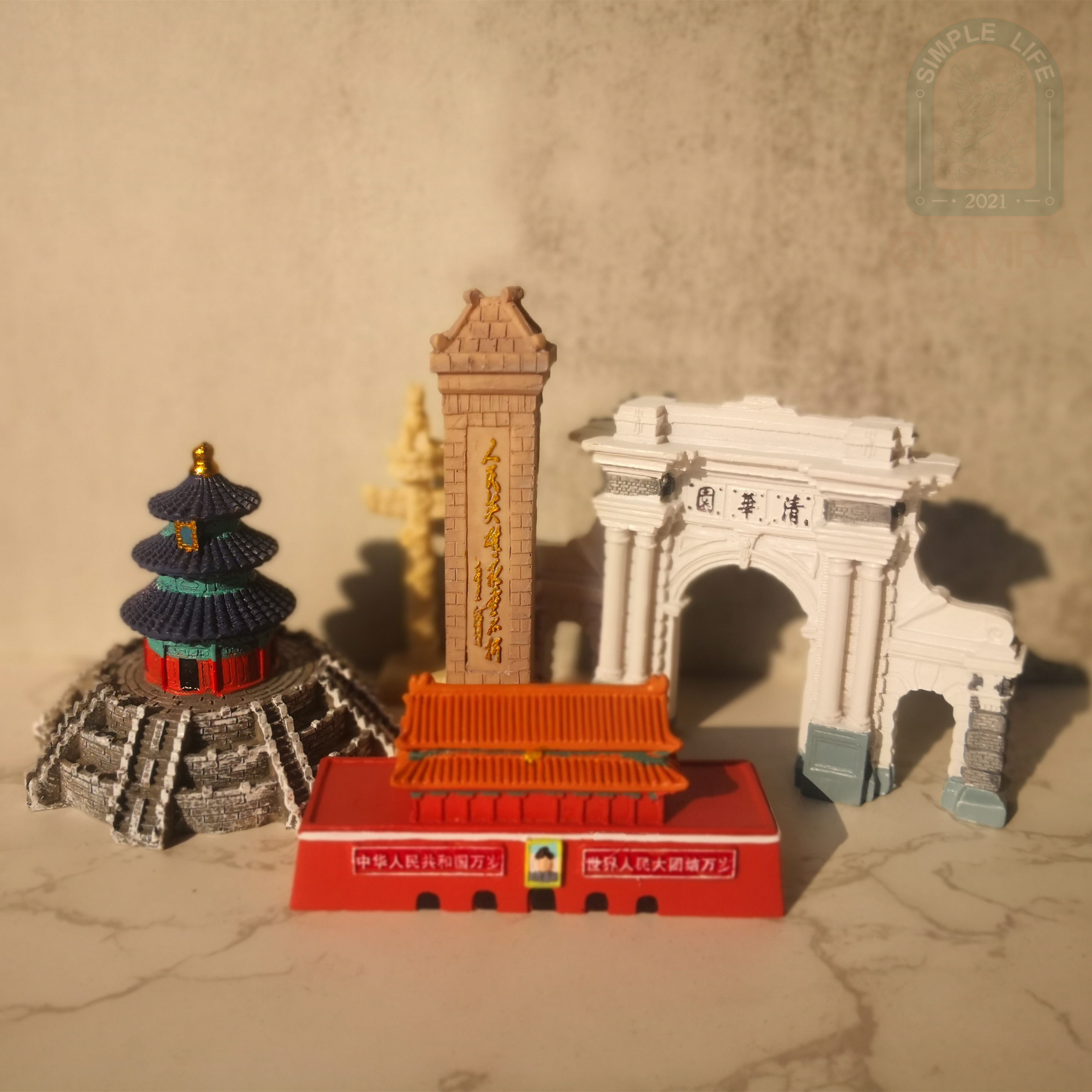 北京旅游名胜摆件天安门清华园鸟巢水立方纪念碑建筑模型儿童书房